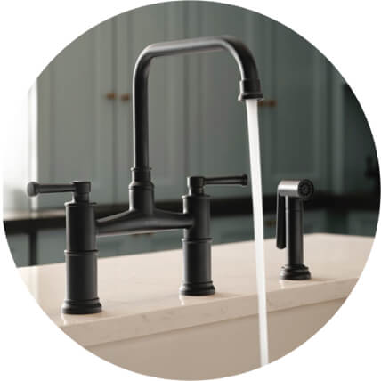 Black kitchen faucet on